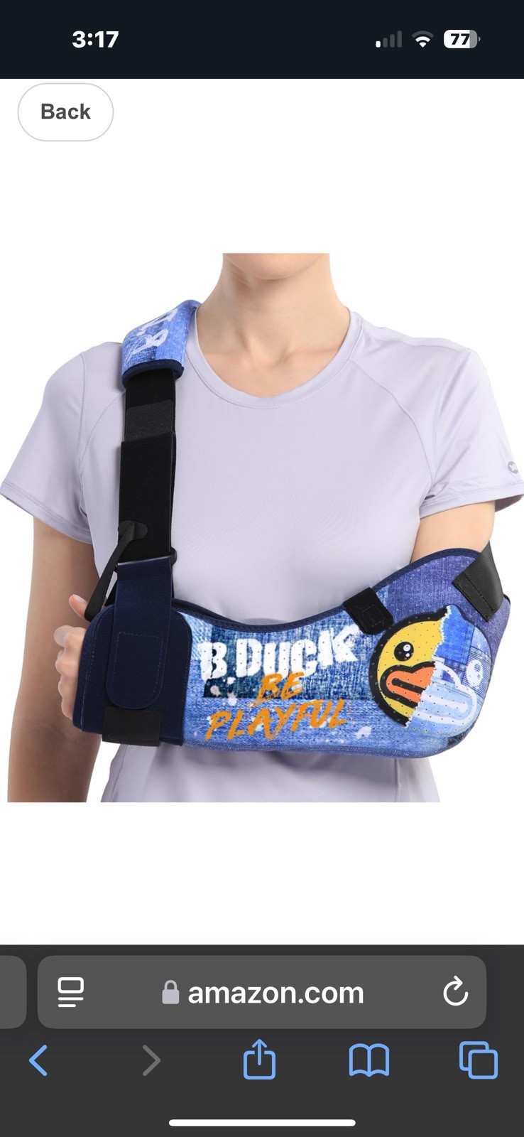 Velpeau Arm Sling Shoulder Immobilizer with Waist Strap, Sponge Filled Design.