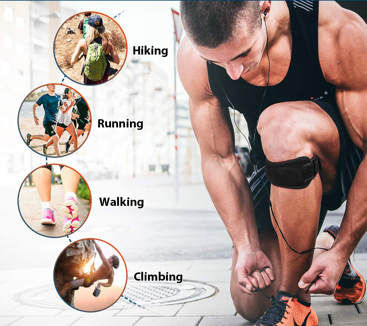 Knee Braces Patella Support Strap For Sports Hiking Joint Pain Arthritis Relief