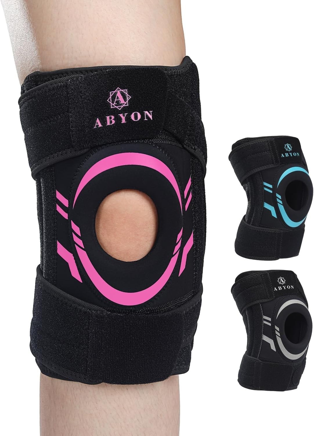 Knee Brace for Men & Women Maximum Support w/Side Stabilizers & Patella Gel Pink