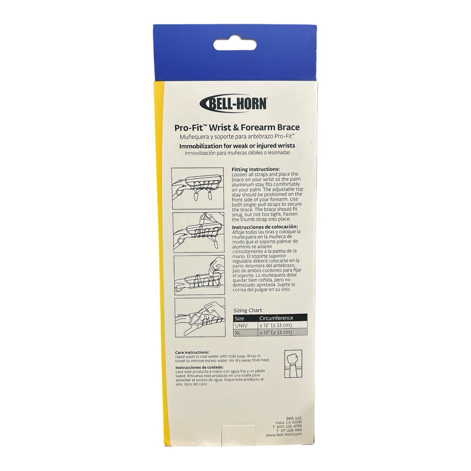 Bell-Horn DJO Pro-Fit Wrist & Thumb Brace Universal | Carpal Tunnel Support New