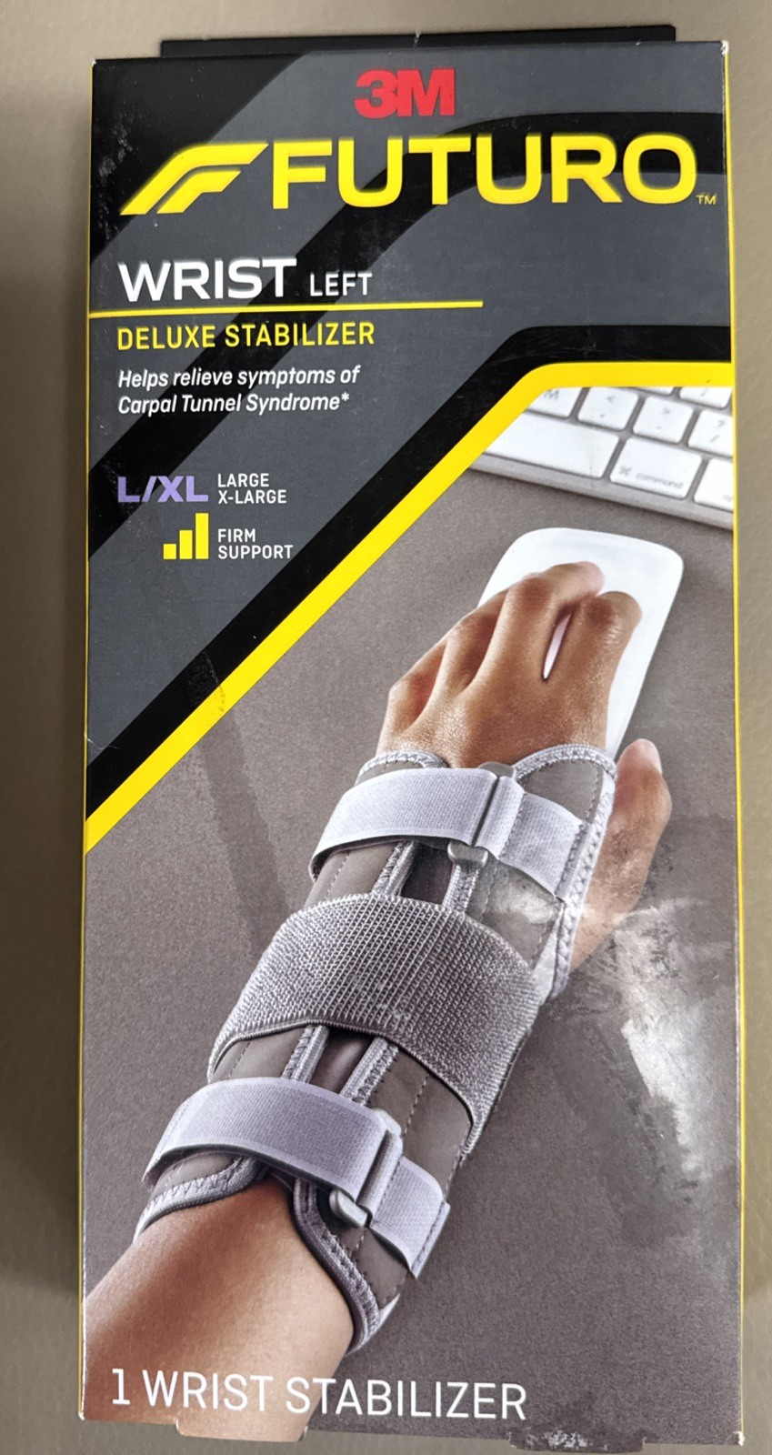 3M Futuro Wrist Left Deluxe Stabilizer L/XLFirm Support Brace AdjustableStraps W