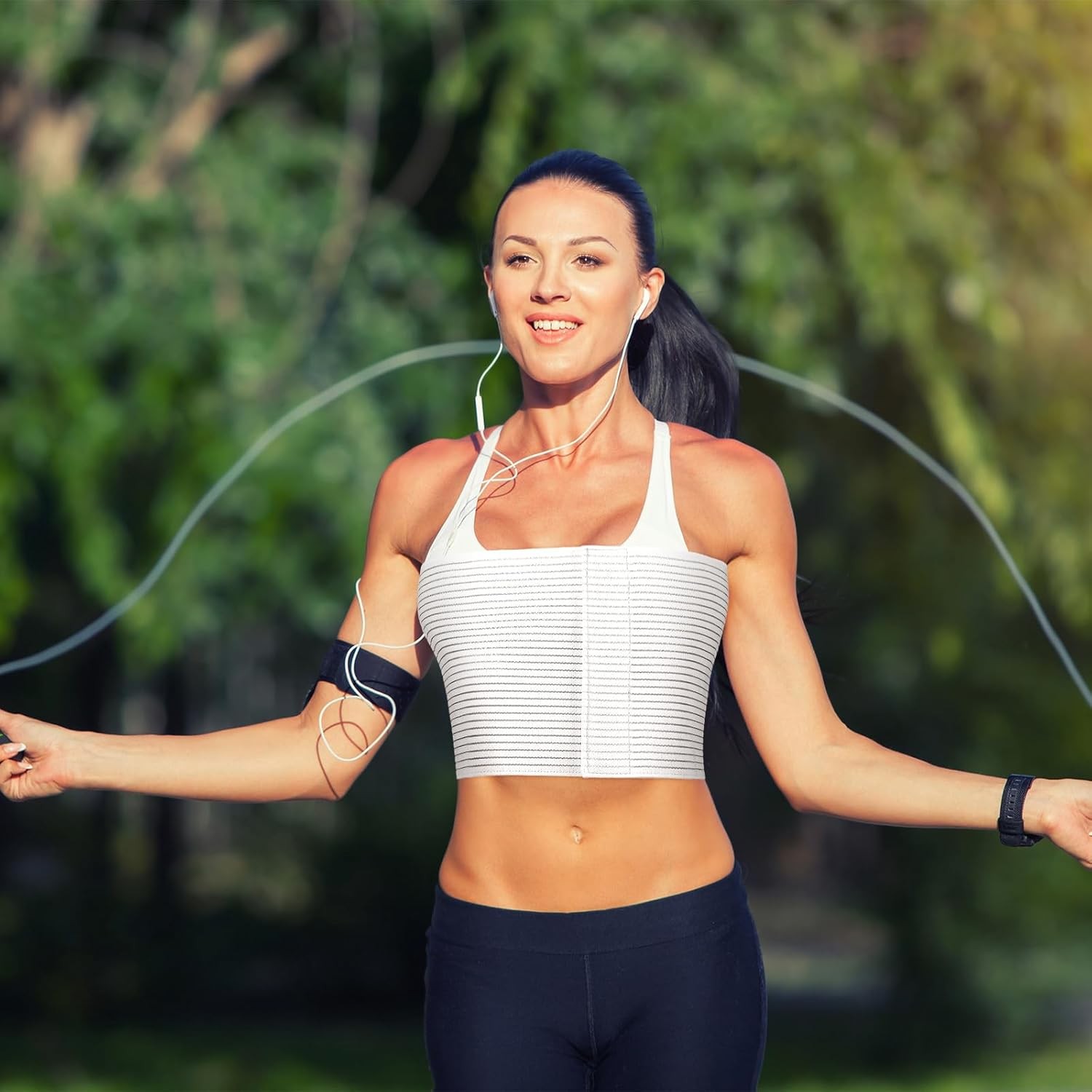 2 Pcs Chest Binder Wrap Breast Support Band Sports Strap Adjustable Large