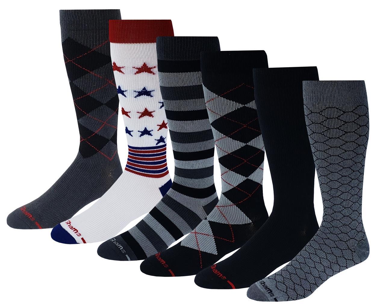 6 Pairs-15-20-mmHg-Sports-Travelers-Anti-Fatigue Classic Compression-Socks 10-13