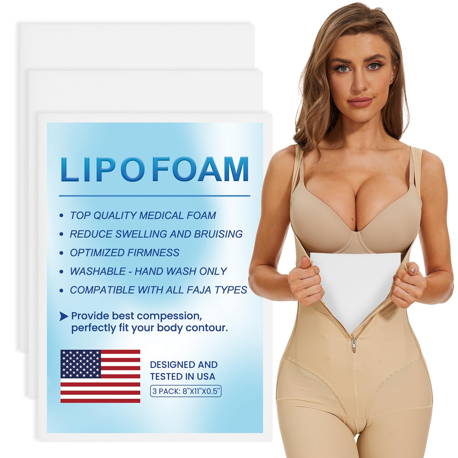 Lipo Foam Pads – 3 Pack Lipo Foams Post Surgery Post Surgery Ab Board for Fla…