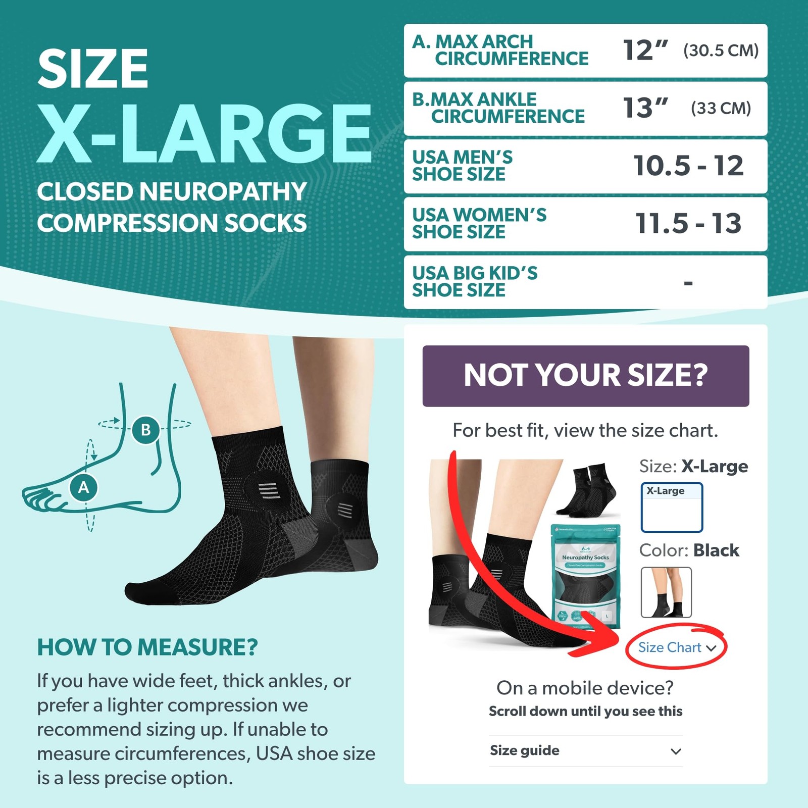 BraceAbility Closed Toe Diabetic Socks – XL Neuropathy Socks for Women and Me…