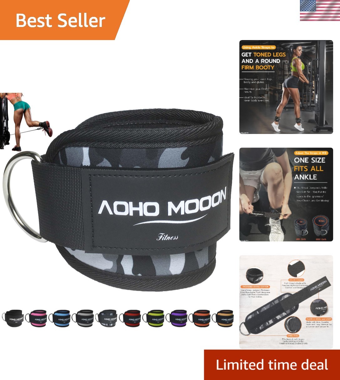Cable Machine Ankle Straps for Women, Nylon, 1 Pack