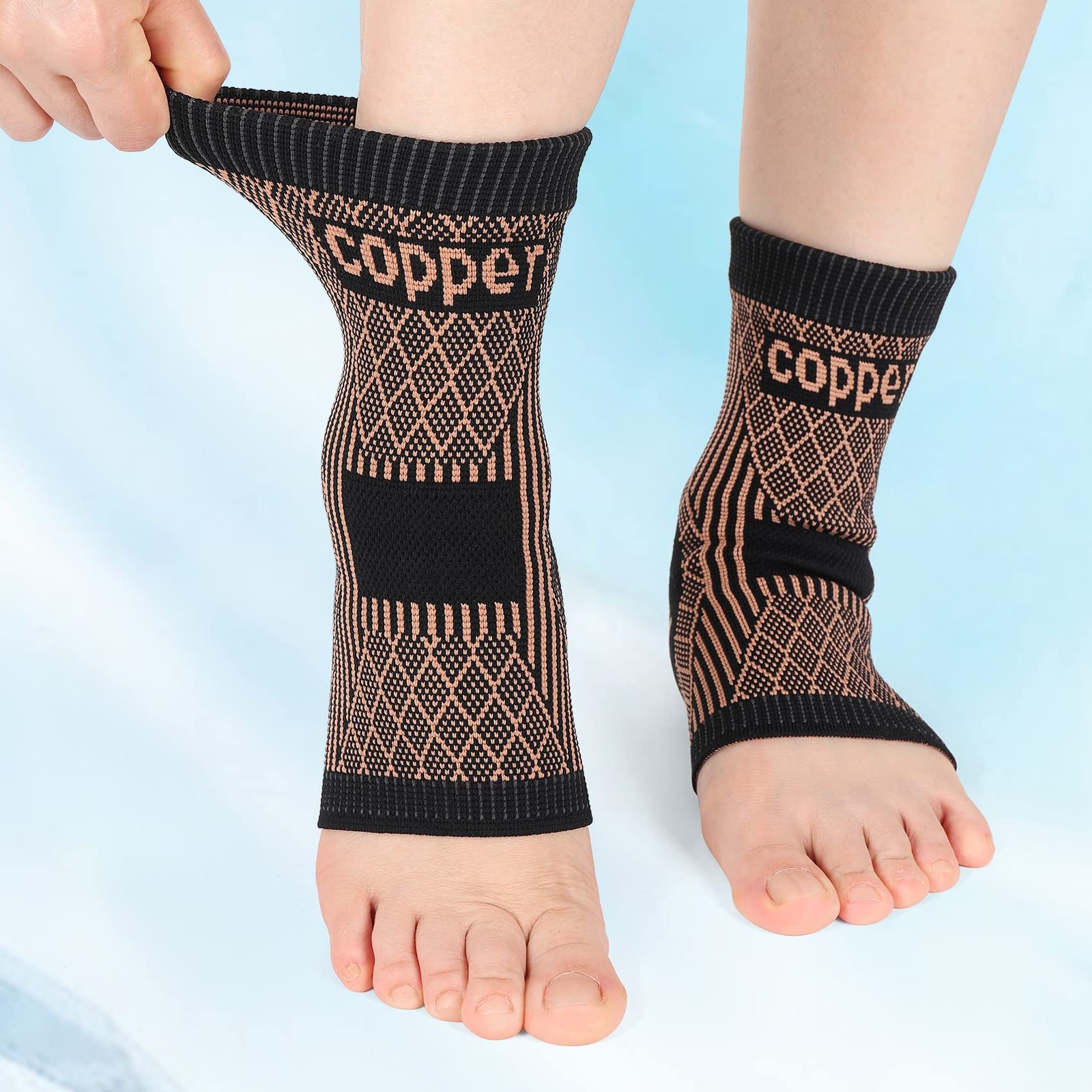Breathable Copper Ankle Braces Compression Sleeves Socks for Plantar Fasciitis