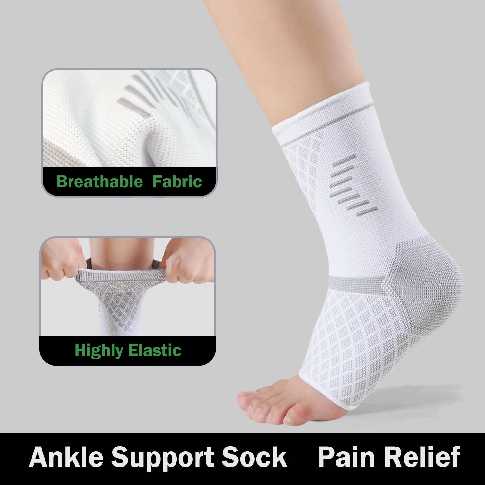 Ankle Brace Compression Sleeve Plantar Fasciitis Relief Open Toe Support M