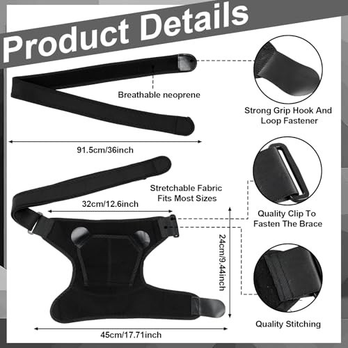 Adjustable Black Shoulder Brace Support – 2 Pcs Large Size Compression Sleeve fo