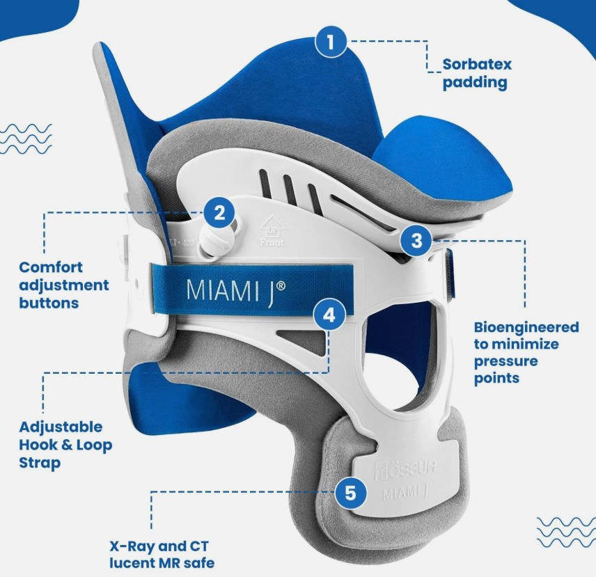 Ossur Miami J Cervical Collar Pad Spine Vertebrae Immobilizer & Pain Relief