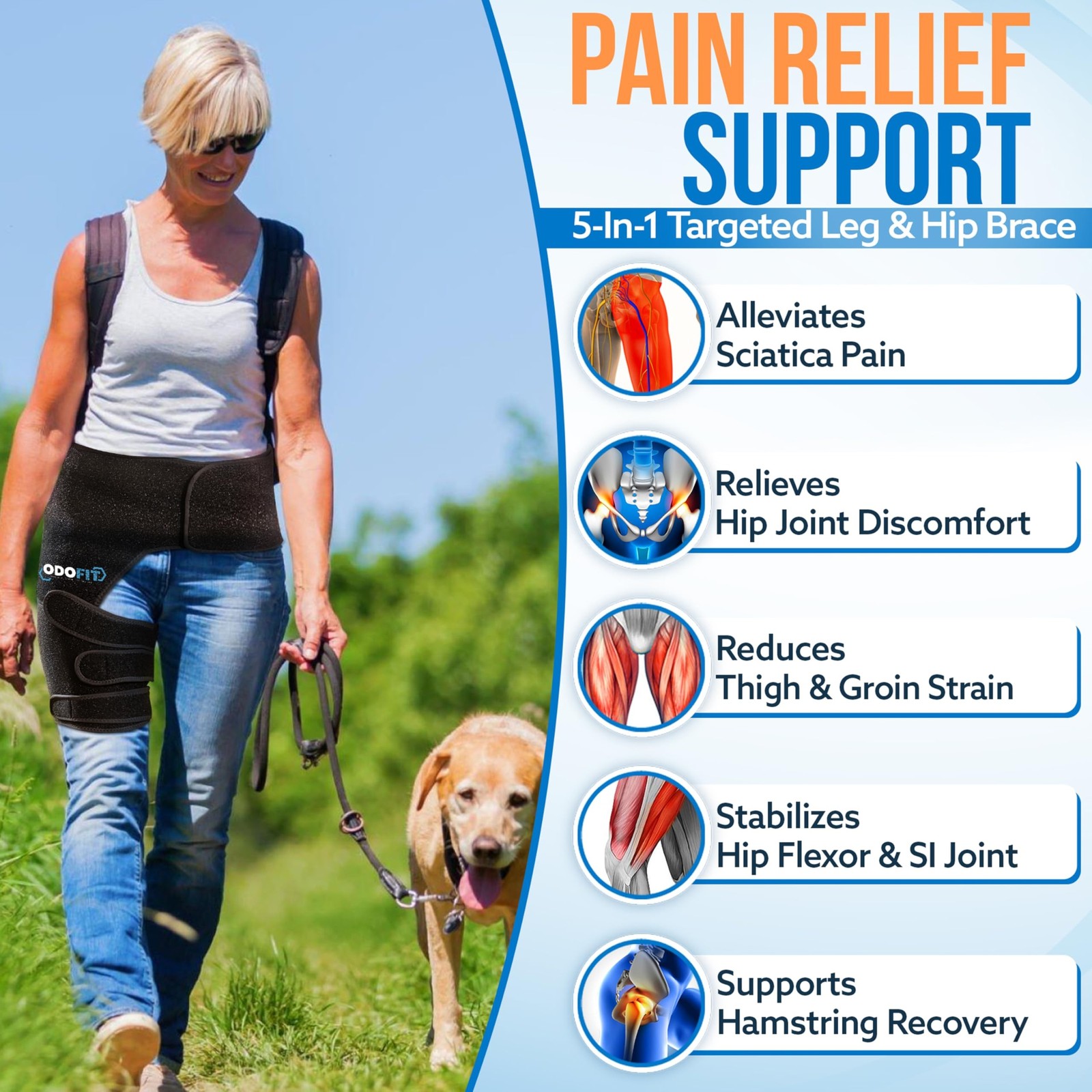 Ortho Sciatica Pain Relief Hip Brace – Compression Groin Support Wrap for Men…