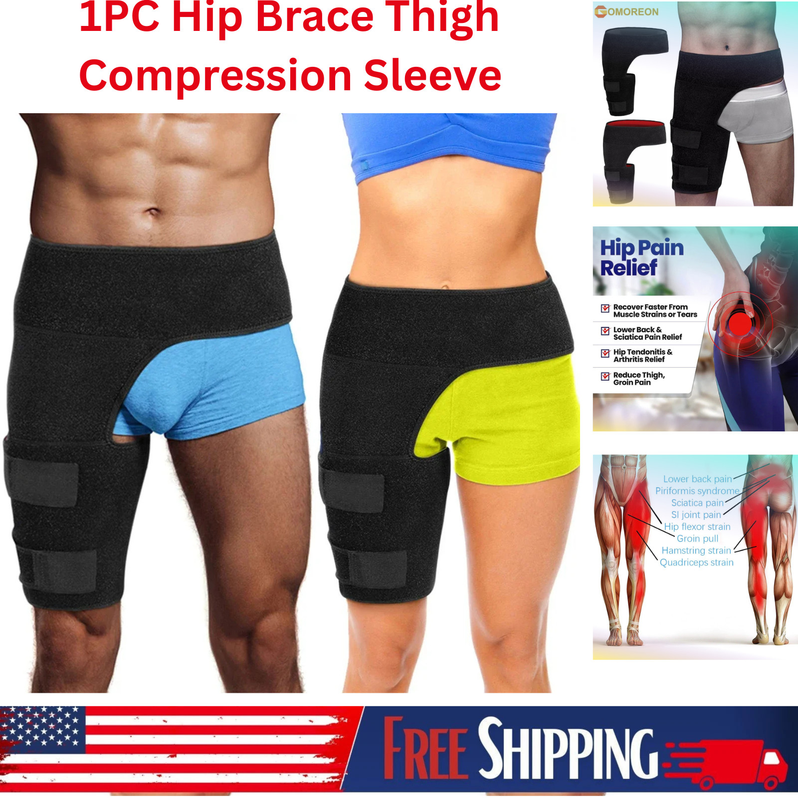 Hip Brace Compression Groin Support Wrap for Sciatica Pain Relief Thigh Recovery