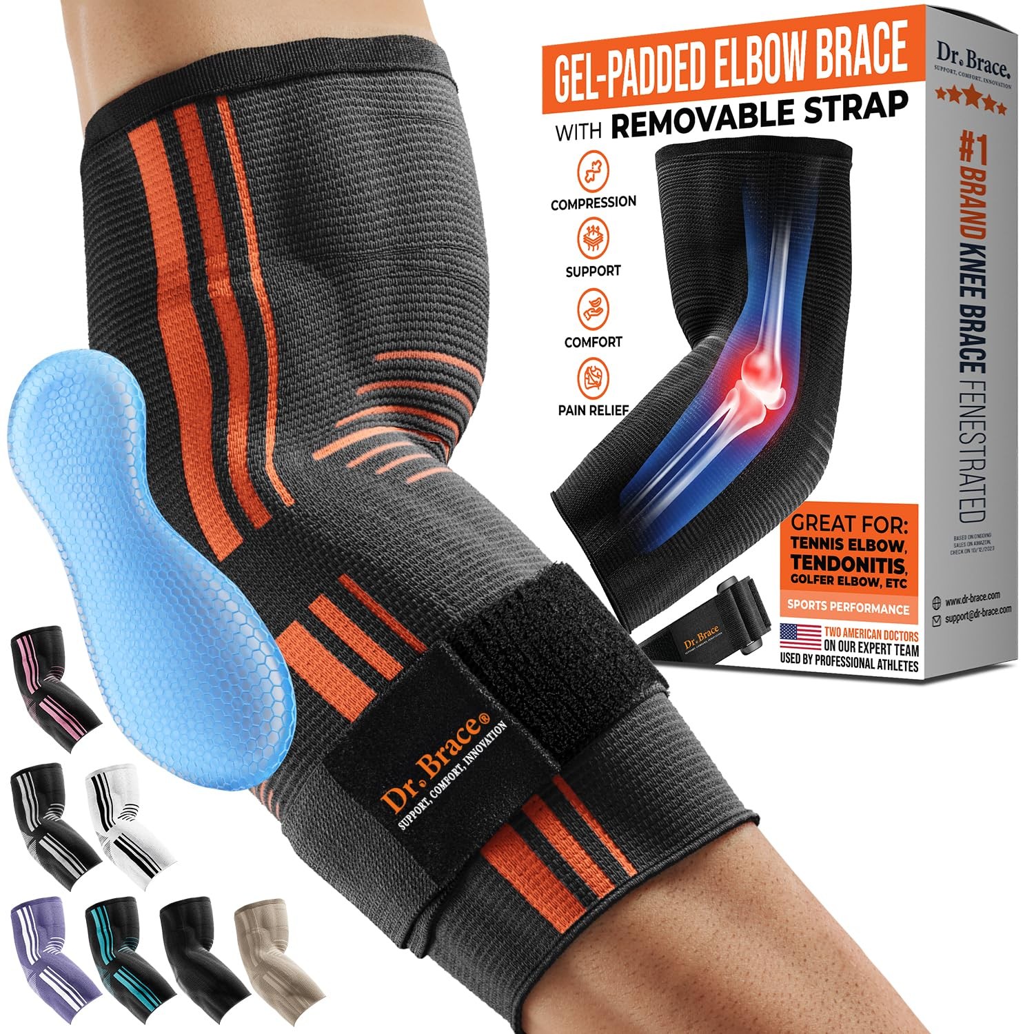 DR. BRACE® Elite Elbow Brace Support, Breathable Elbow Compression Sleeve wit…