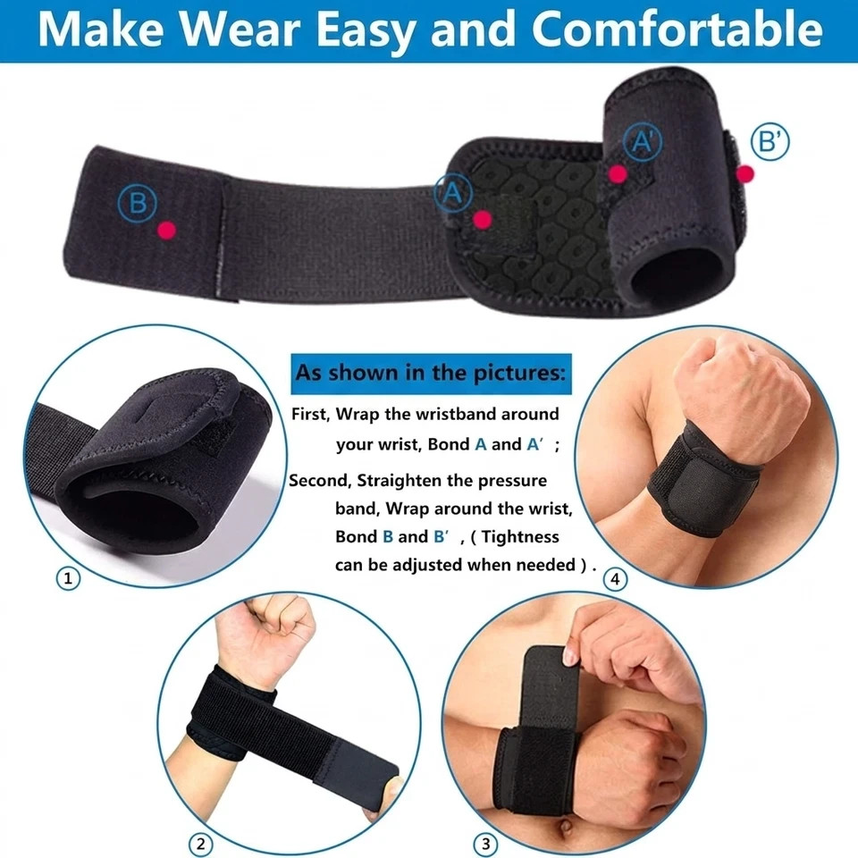 Wrist Support Brace Adjustable Wrap Strap for Left Right Hand Sports Gym