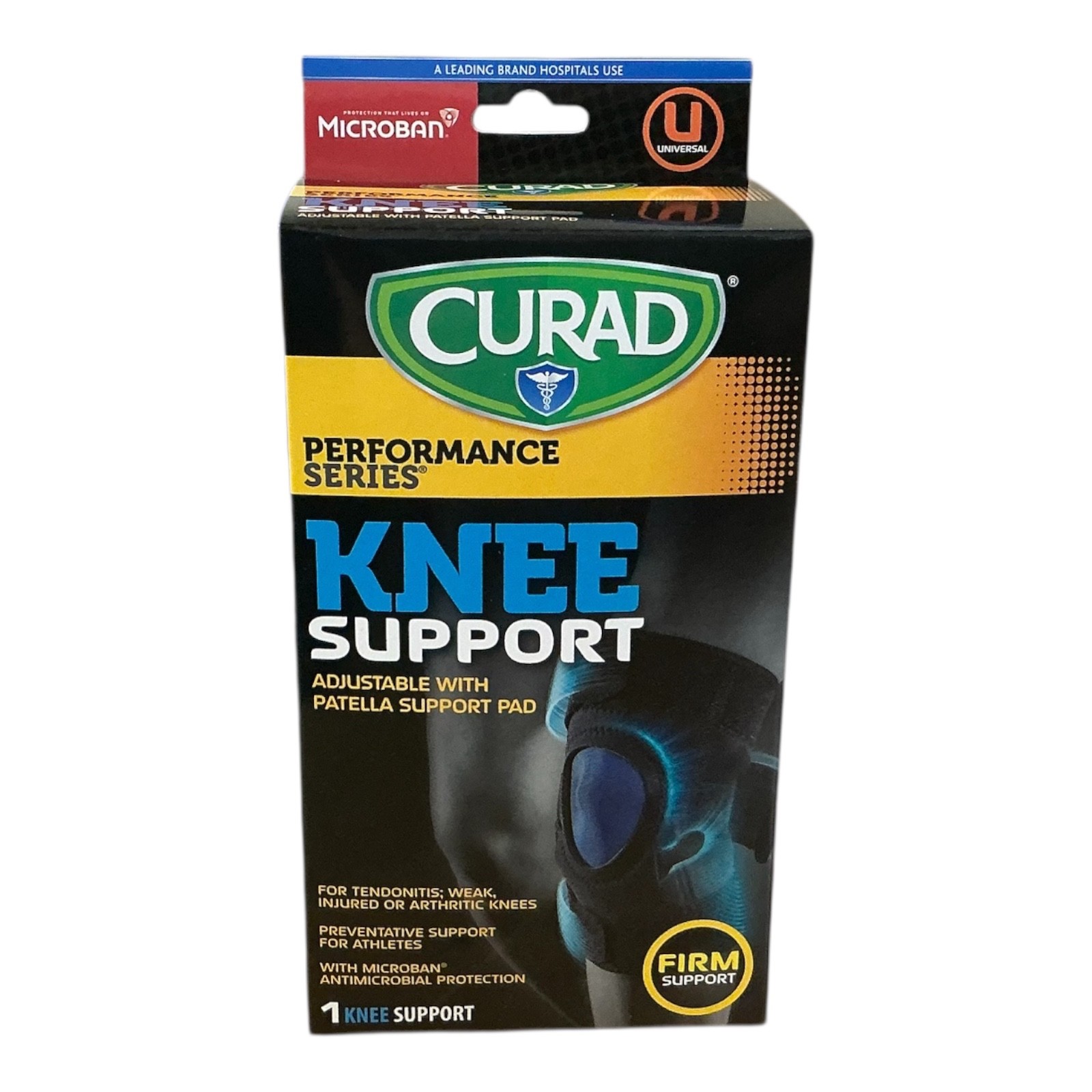 CURAD Performance Series Knee Support Adjustable Universal Patella Pad Microban