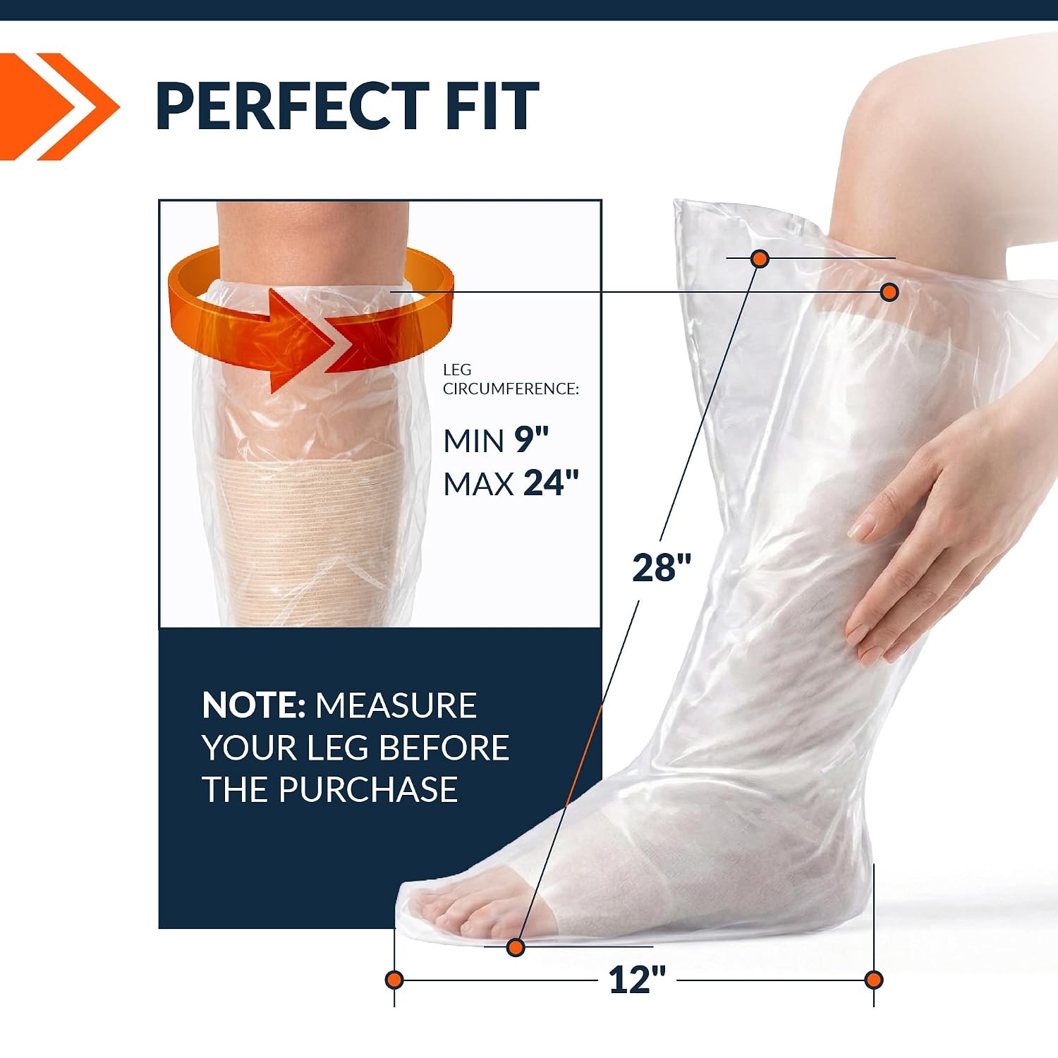 Waterproof Cast Covers for Shower Half Leg 28″ Cast Cover Bags 2PCS Waterproof