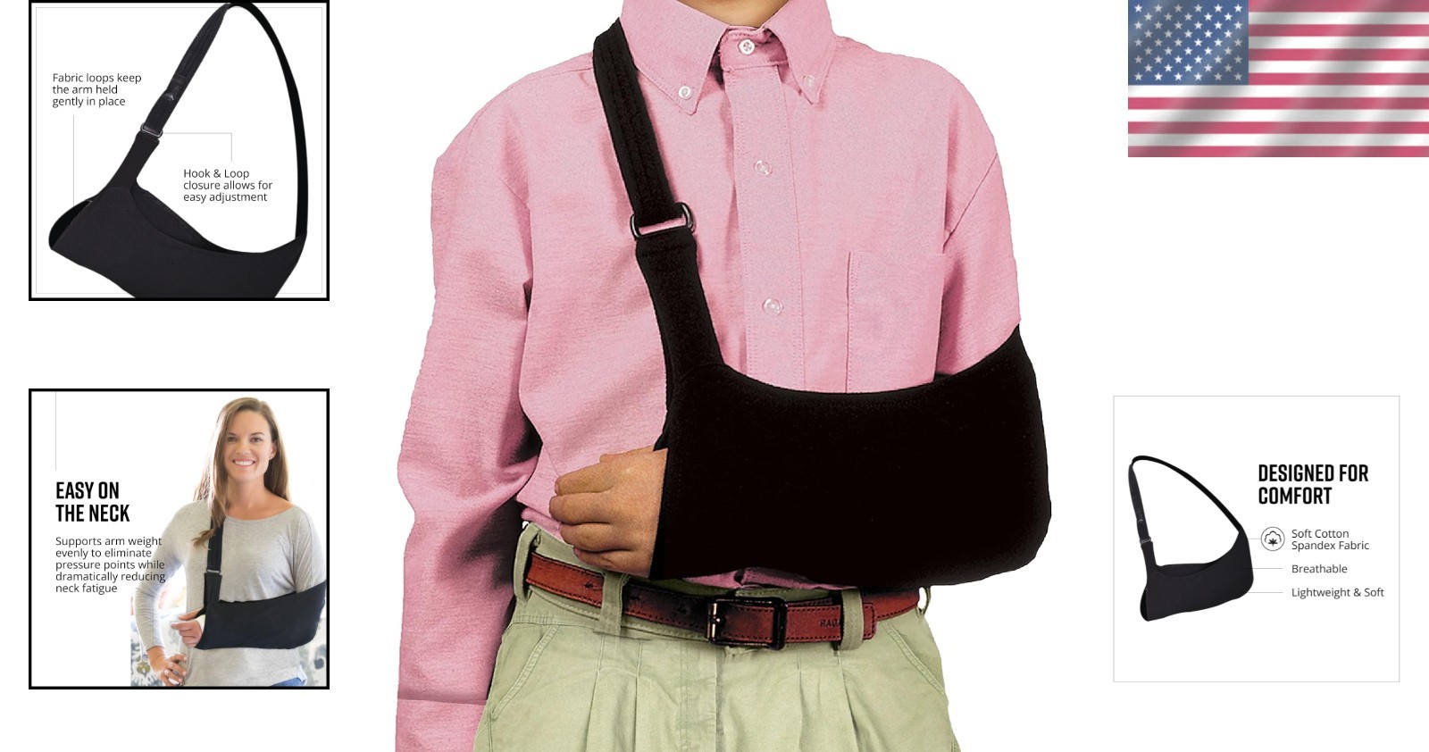 Brownmed Adjustable Arm Sling – Pain Relief for Shoulder & Elbow – Child Size