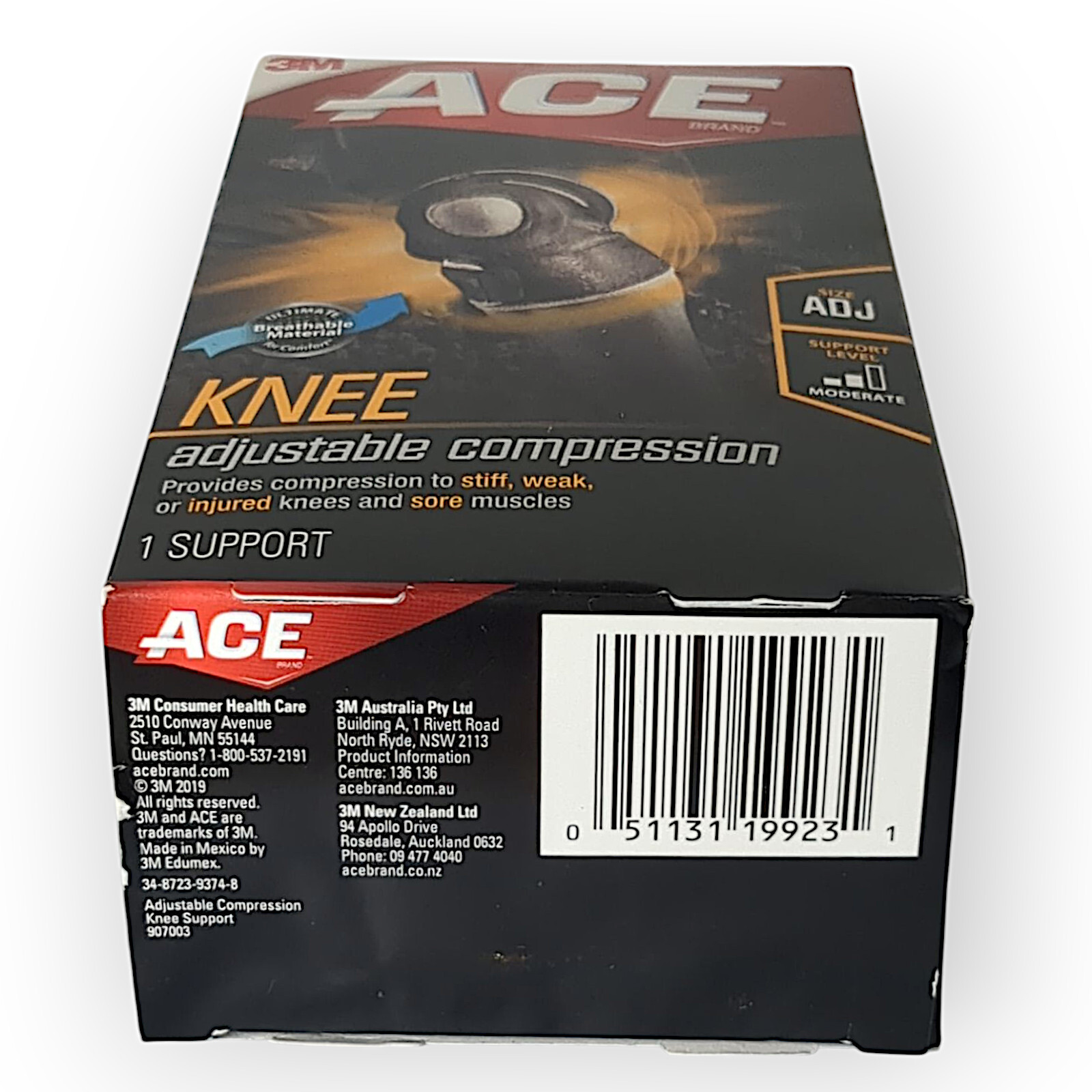 3M Ace Knee Adjustable Compression, Moderate Support ~ Adjust to Fit 11in-22in