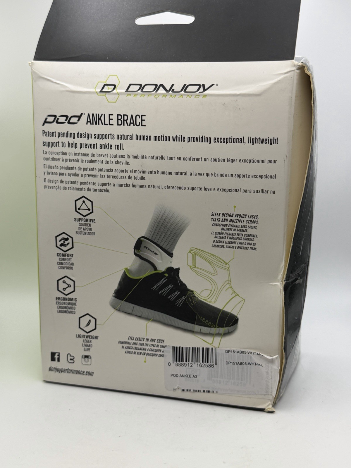 DonJoy Performance Pod Ankle Support Brace MEDIUM / LEFT / WHITE