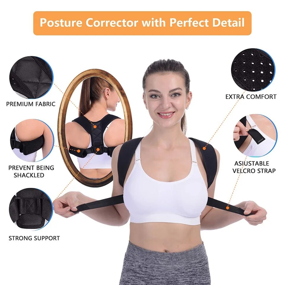 Adjustable Posture Corrector Upper Back Straightener Support Shoulder Brace Free