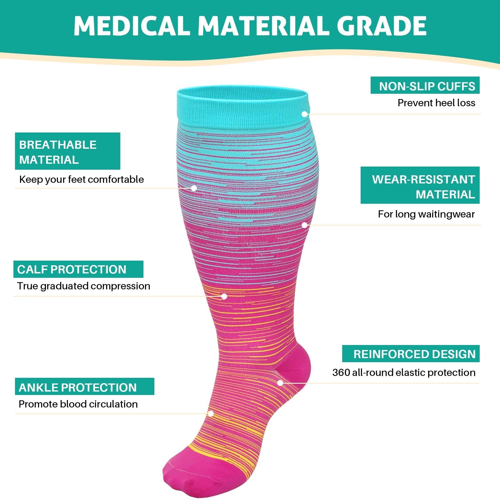3 Pairs Plus Size Compression Socks: Wide calf Compression Stockings for Men …