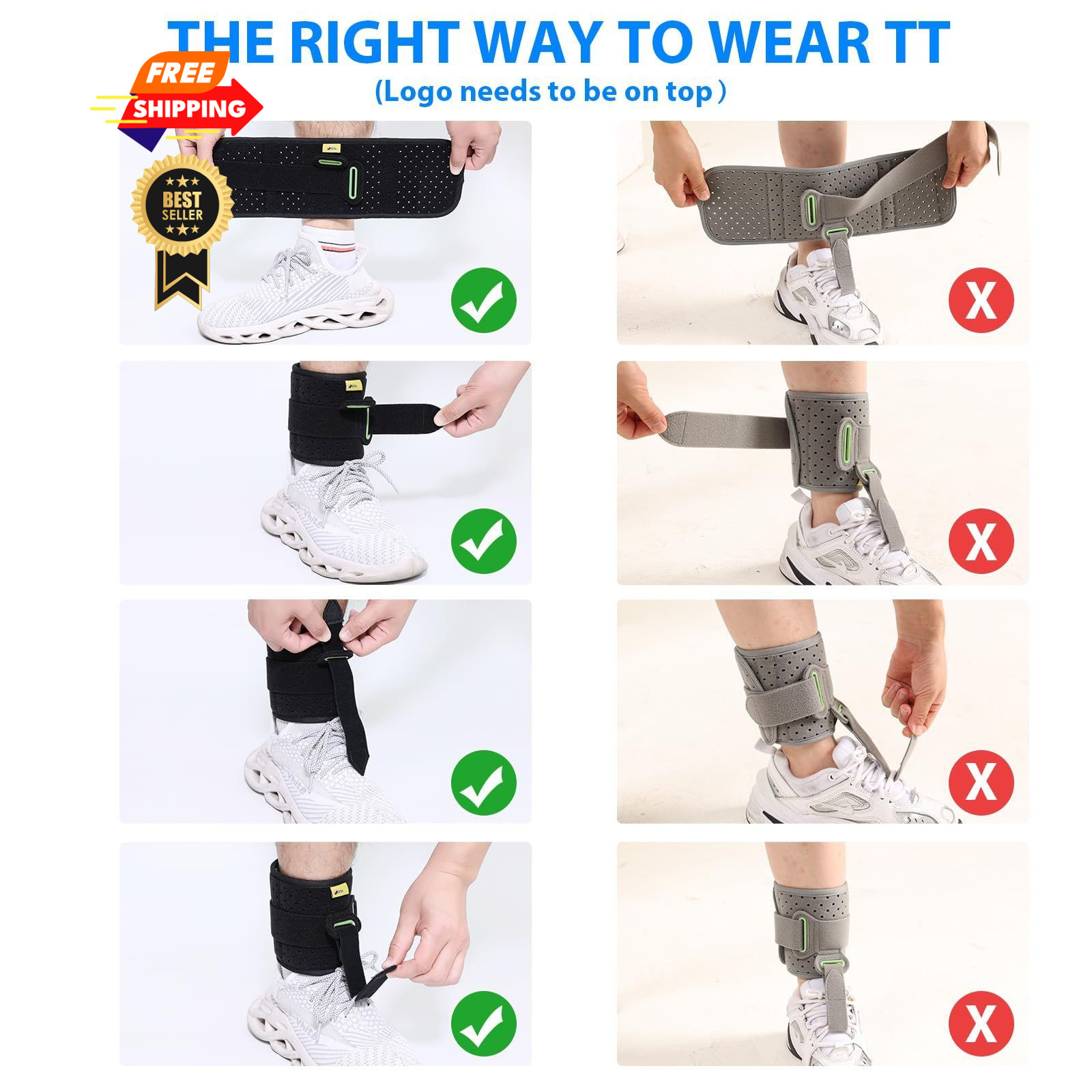 Adjustable Drop Foot Brace Up AFO 1 Count (Pack of 1), Black