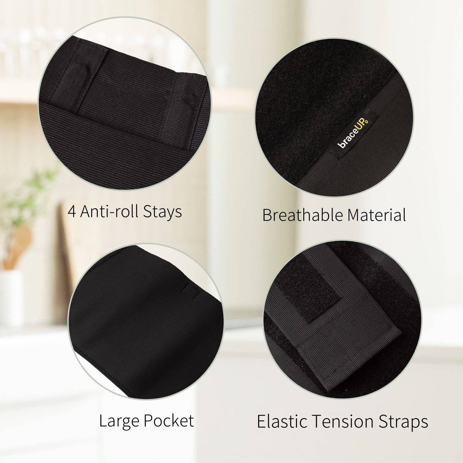 BraceUP Plus Size Back Brace for Woman and Man – Extra 5XL (74-86 In), Black