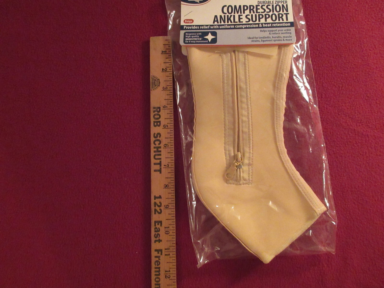 COMPRESSION Ankle Brace Support w/ Zipper Closure SIZE MEDIUM 91/2” – 101/2”