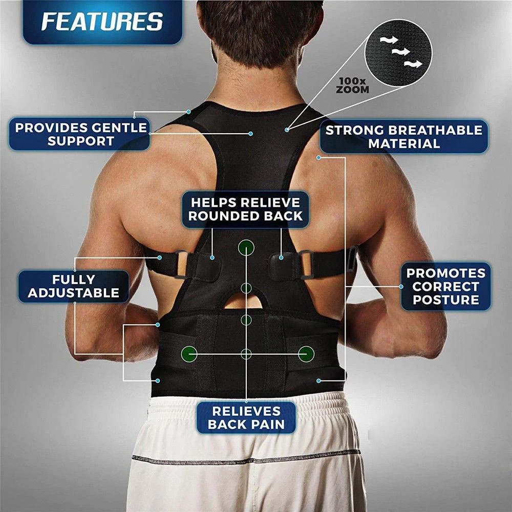 Slouching Posture Corrector Support Magnetic Back Shoulder Brace Band Men Women