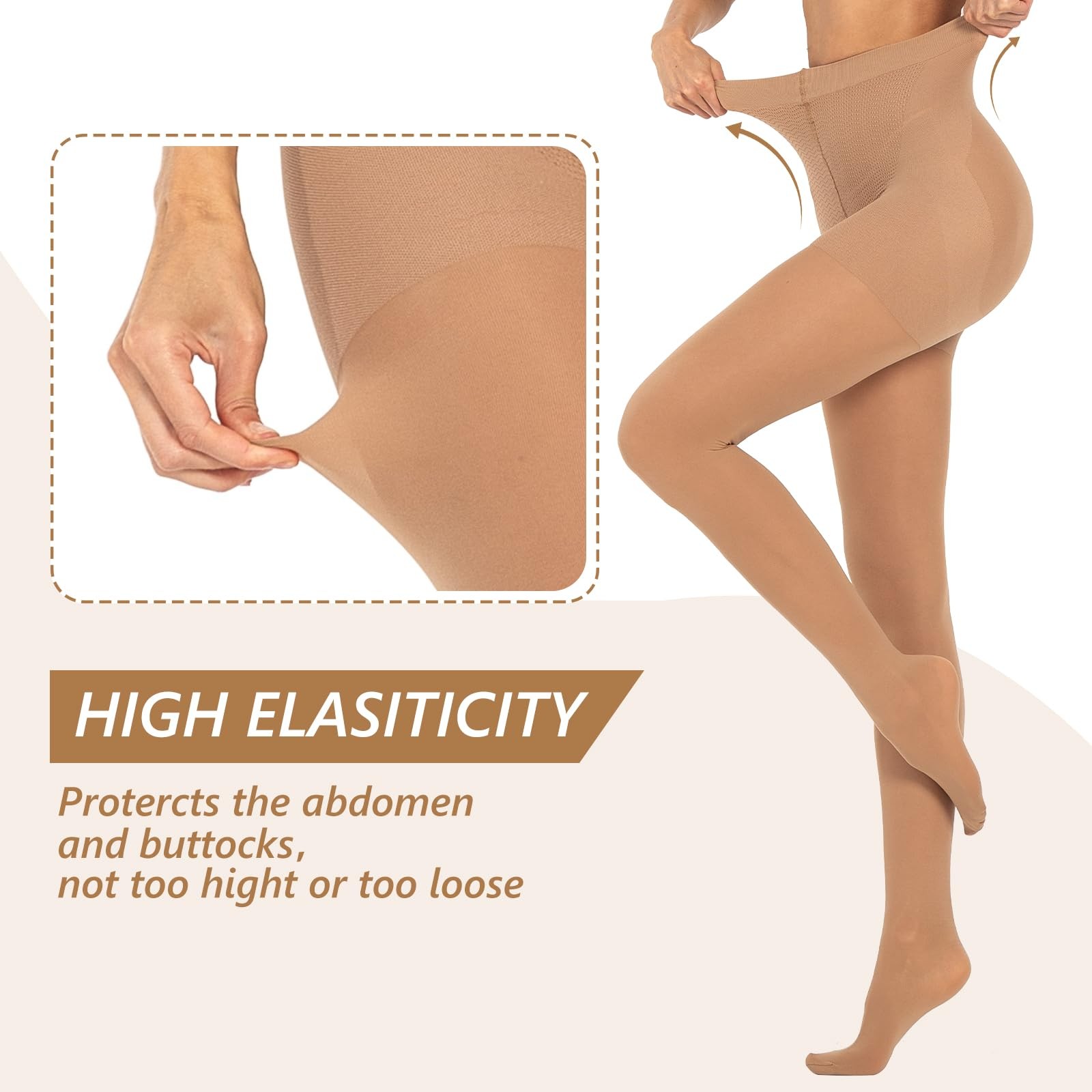 2 Pairs Compression Pantyhose for Women Shaping Black Tights 10-15mmHg Suppor…