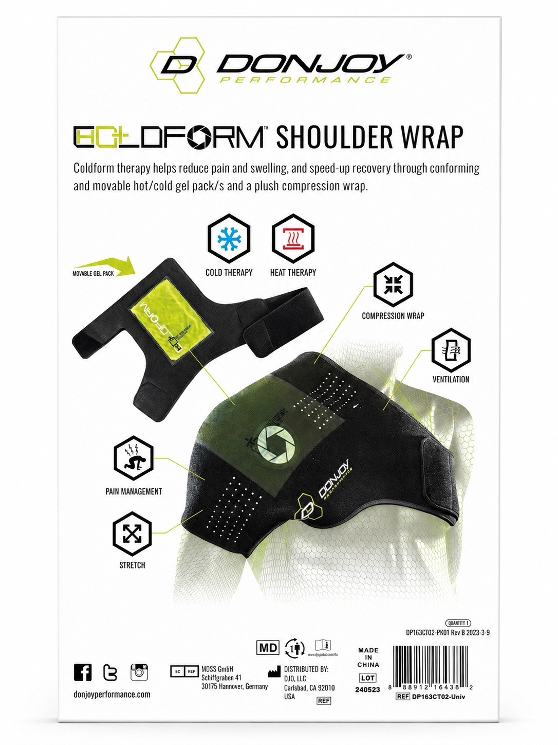 Donjoy Performance Coldform Hot Cold Therapy Shoulder Wrap pack Ice Pad Read