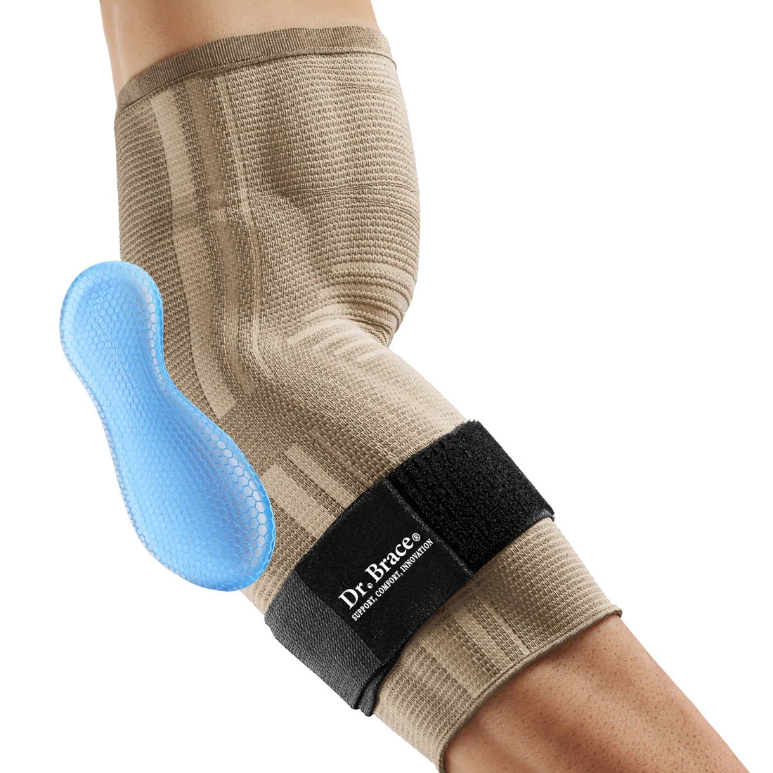 Dr. Brace ELITE Elbow Brace Support, Compression Sleeve Size M Beige