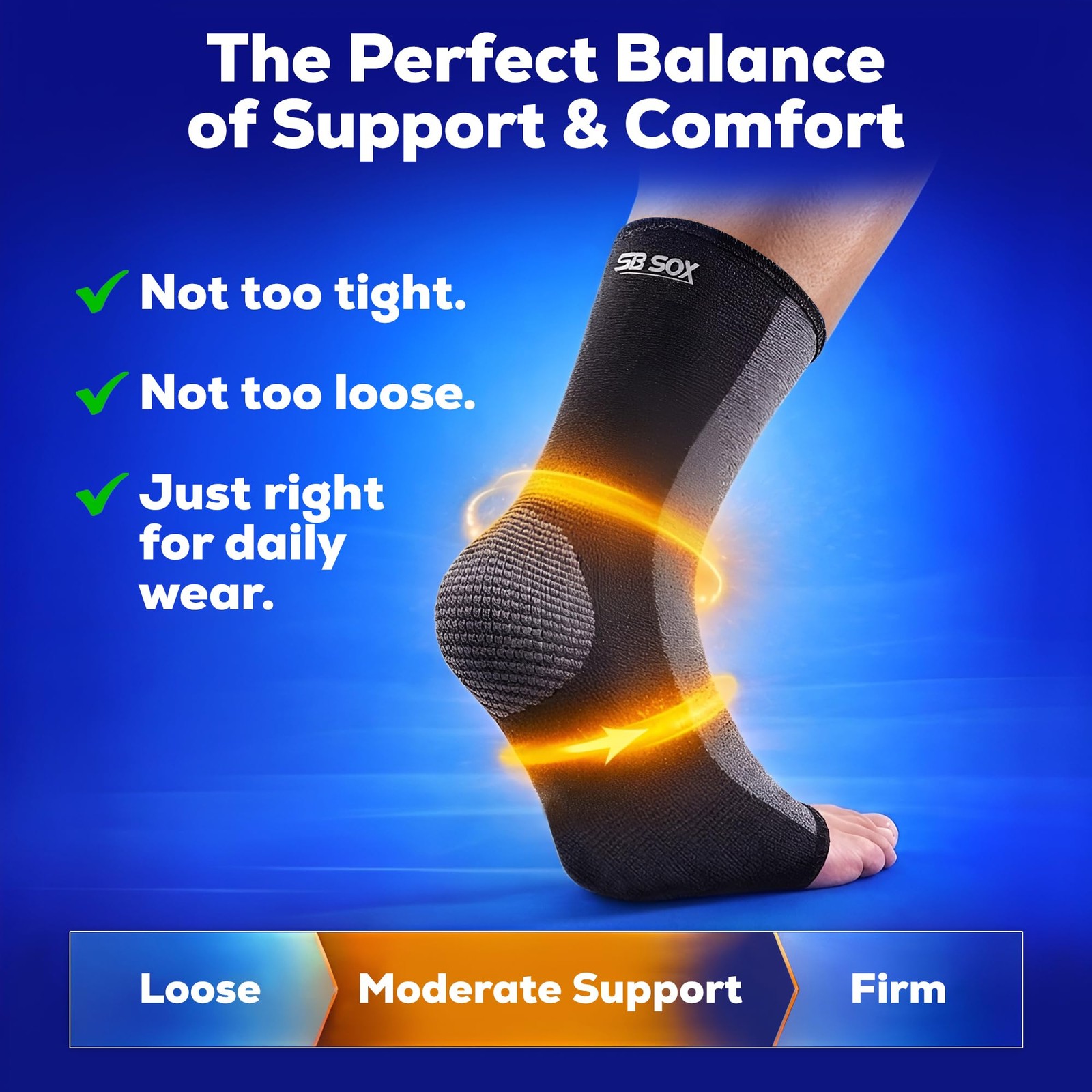SB SOX Compression Ankle Brace (1 Pair) – Support X-Large, Black/Gray