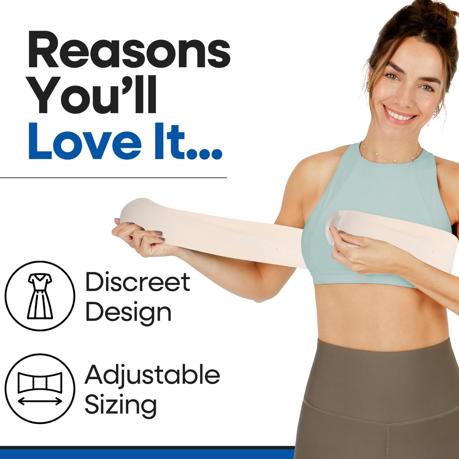 Post-Surgery Breast Augmentation Band | Compression Wrap Bra Belt | No Bounce Ch