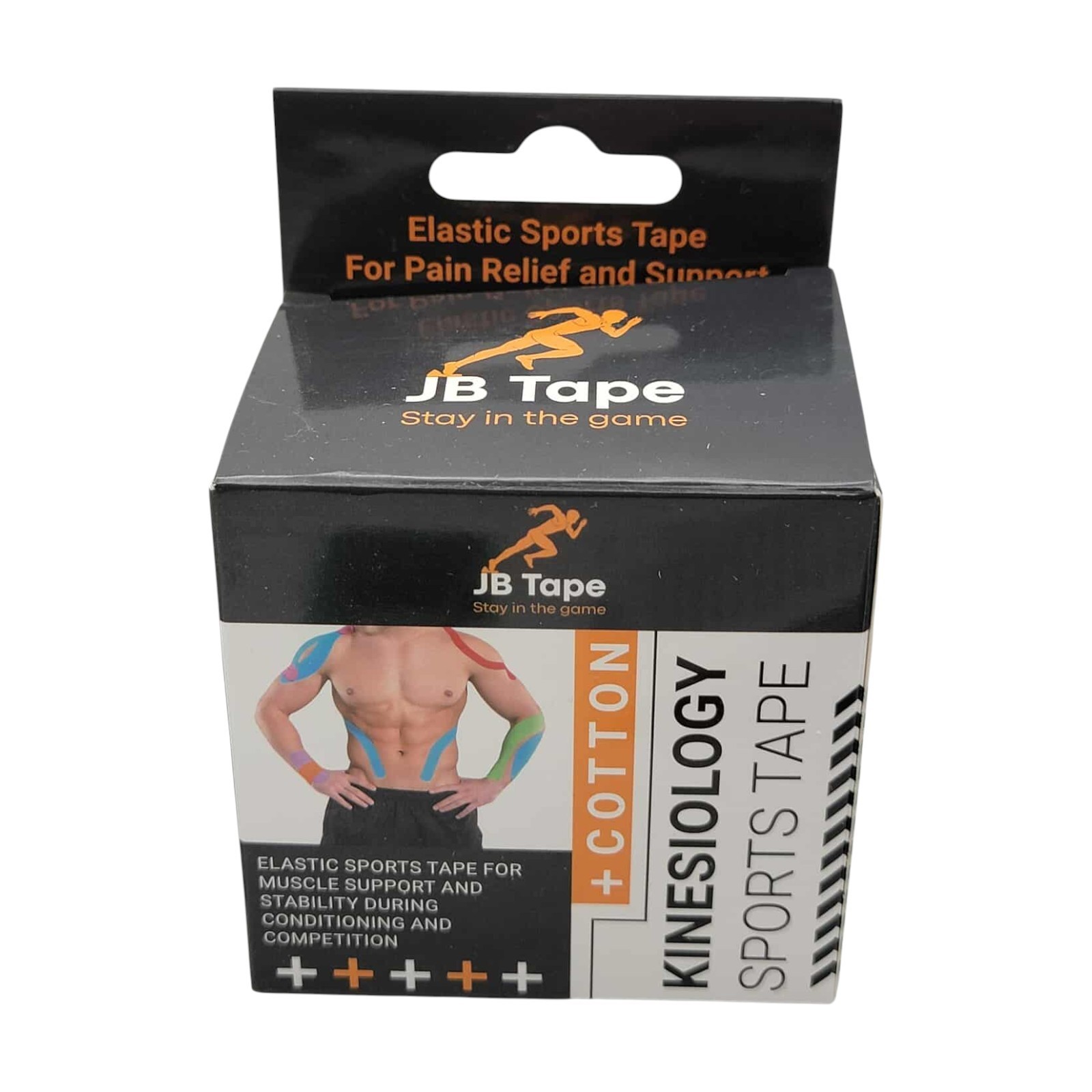 JB Tape Kinesiology Sports Tape 20 Precut Strips 3 Rolls 2″ x 16.4 FT Elastic