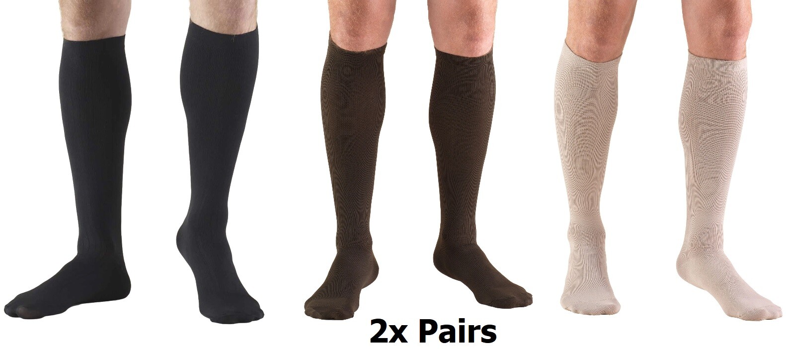 Truform 1944 Men’s Compression Dress Socks [20-30 mmHg] Knee High [2x Pairs]
