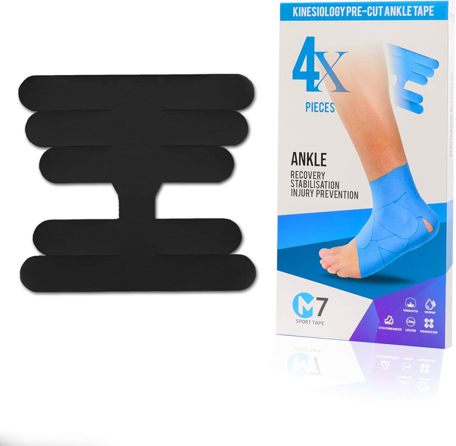 M7 Sport Kinesiology Tape for Ankle Sprain and Stability, Kt Tape for Ankle, Pai