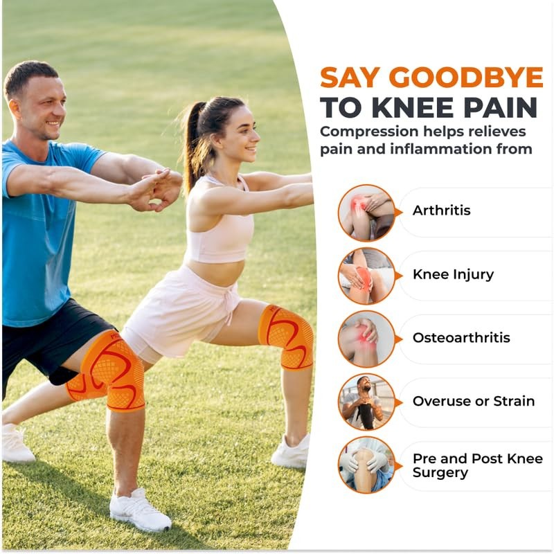 Modvel Compression Knee Brace for Women & Men, 2-Pack Medum-Orange-New