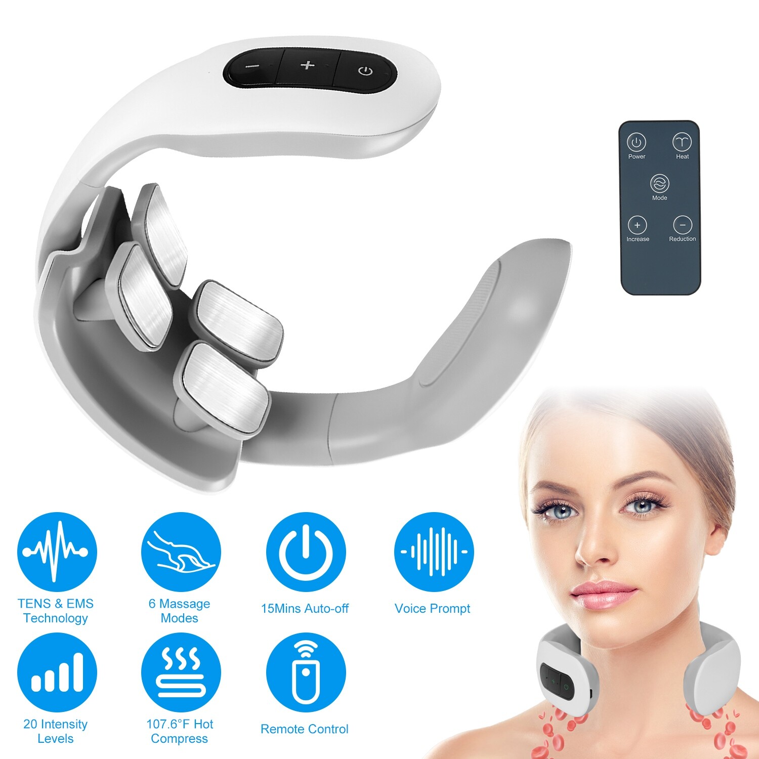 Neck Massager with Remote Electric Heated Massager for Neck Shoulder