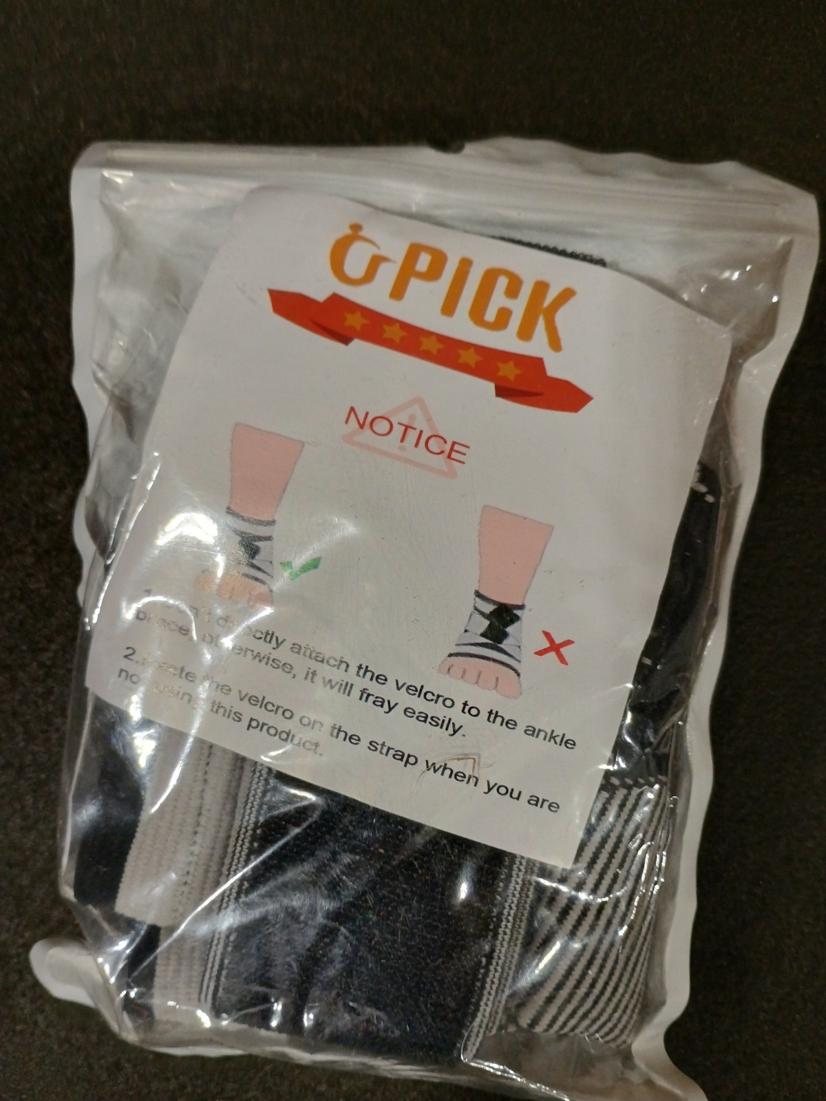 U-Pick Ankle Support Brace Adjustable Compression Protection Sleeve Black – NEW