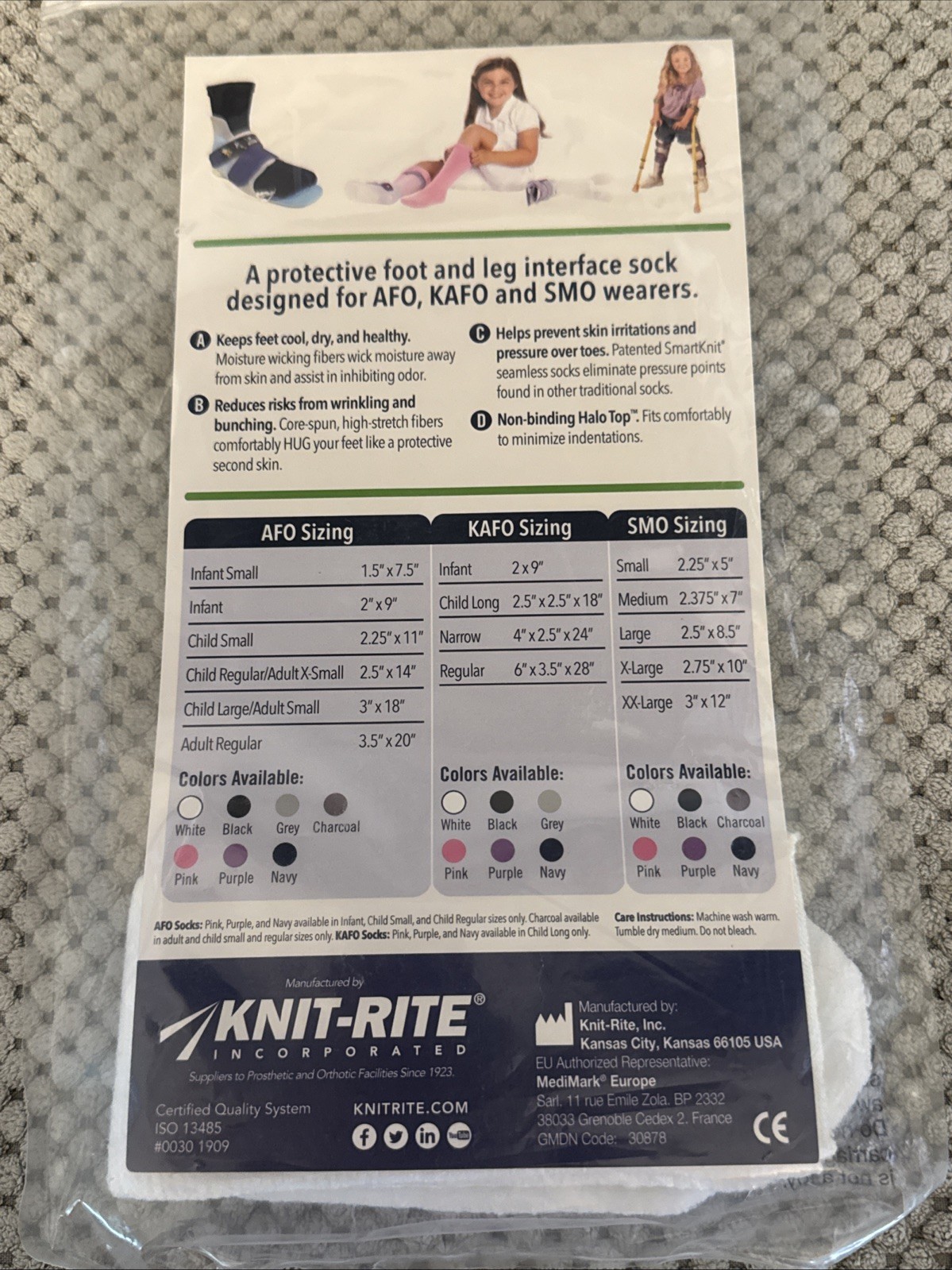 Smartknit Socks Infant Regular White AFO 2” X 2” X 9”