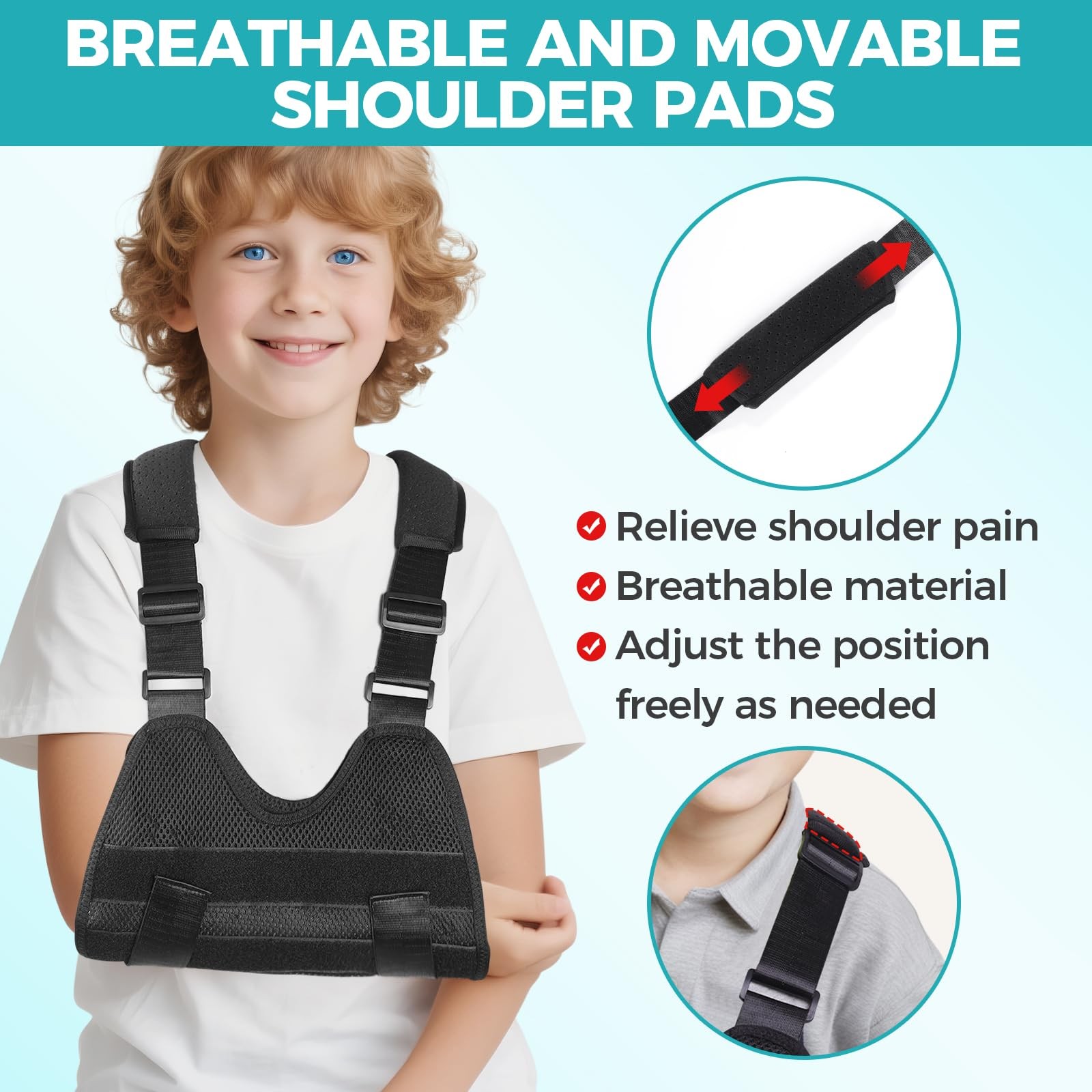 Black XS Kids Upper Extremity Arm Sling Breathable Shoulder Immobilizer