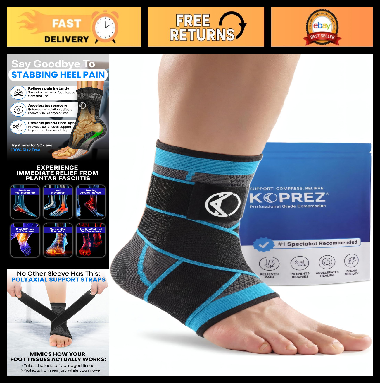 Plantar Fasciitis Compression Sleeve – Ankle Support Socks for Pain Relief