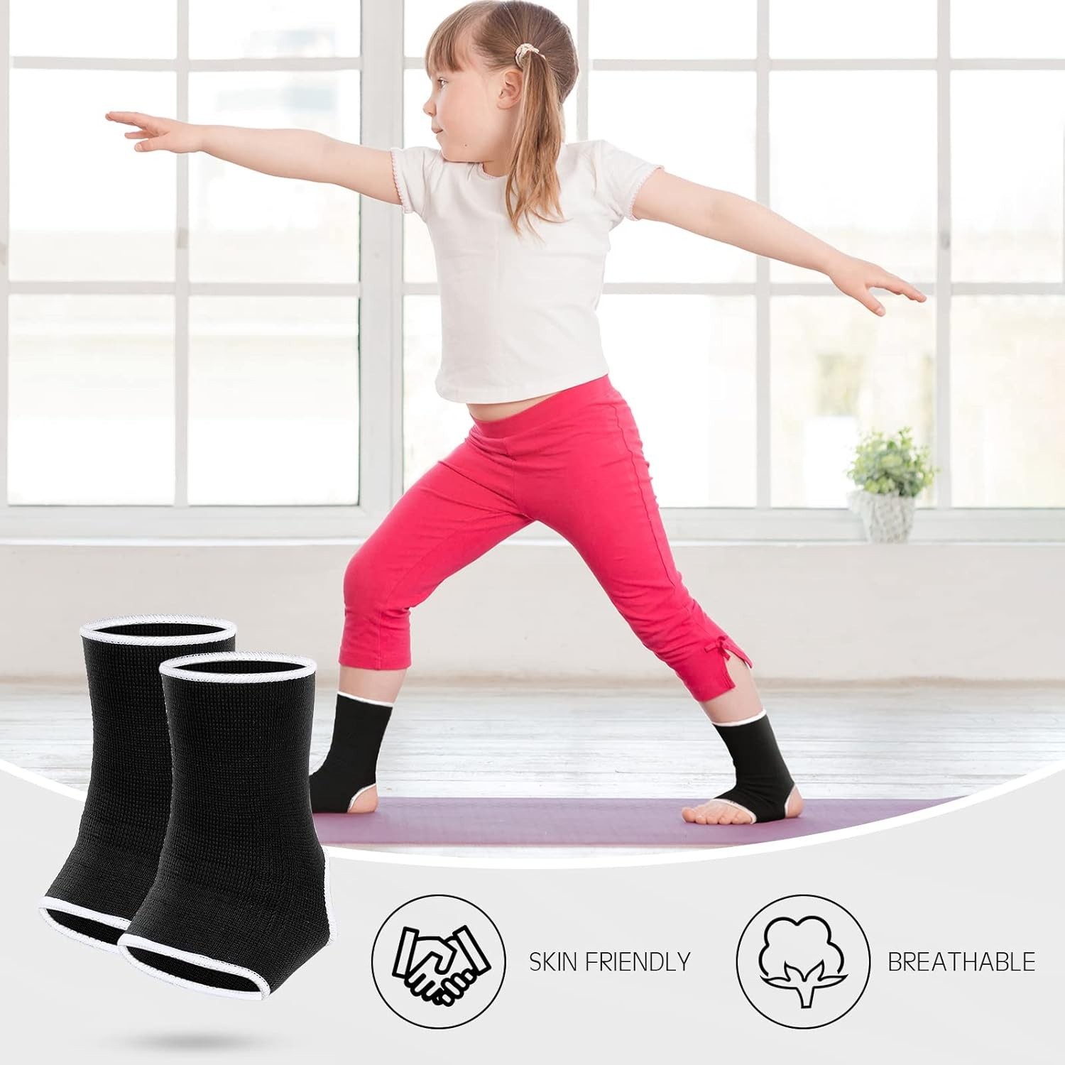 4 Pieces/ 2 Pair Kids Ankle Support Brace Elastic Kids Compression Socks Knit…