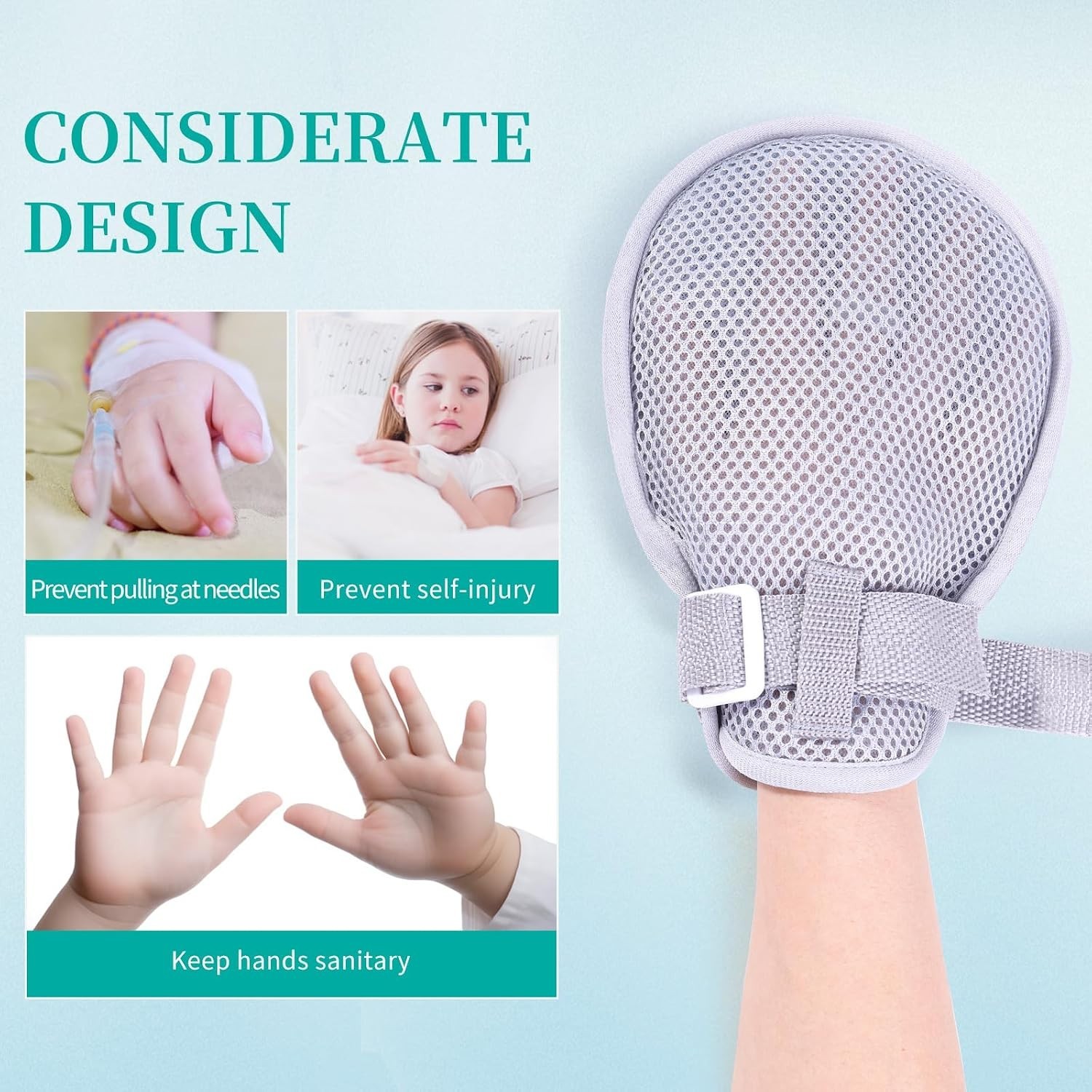 Restraint Gloves 2Pcs, Safety Hand Mitts for Dementia Child, Control Small