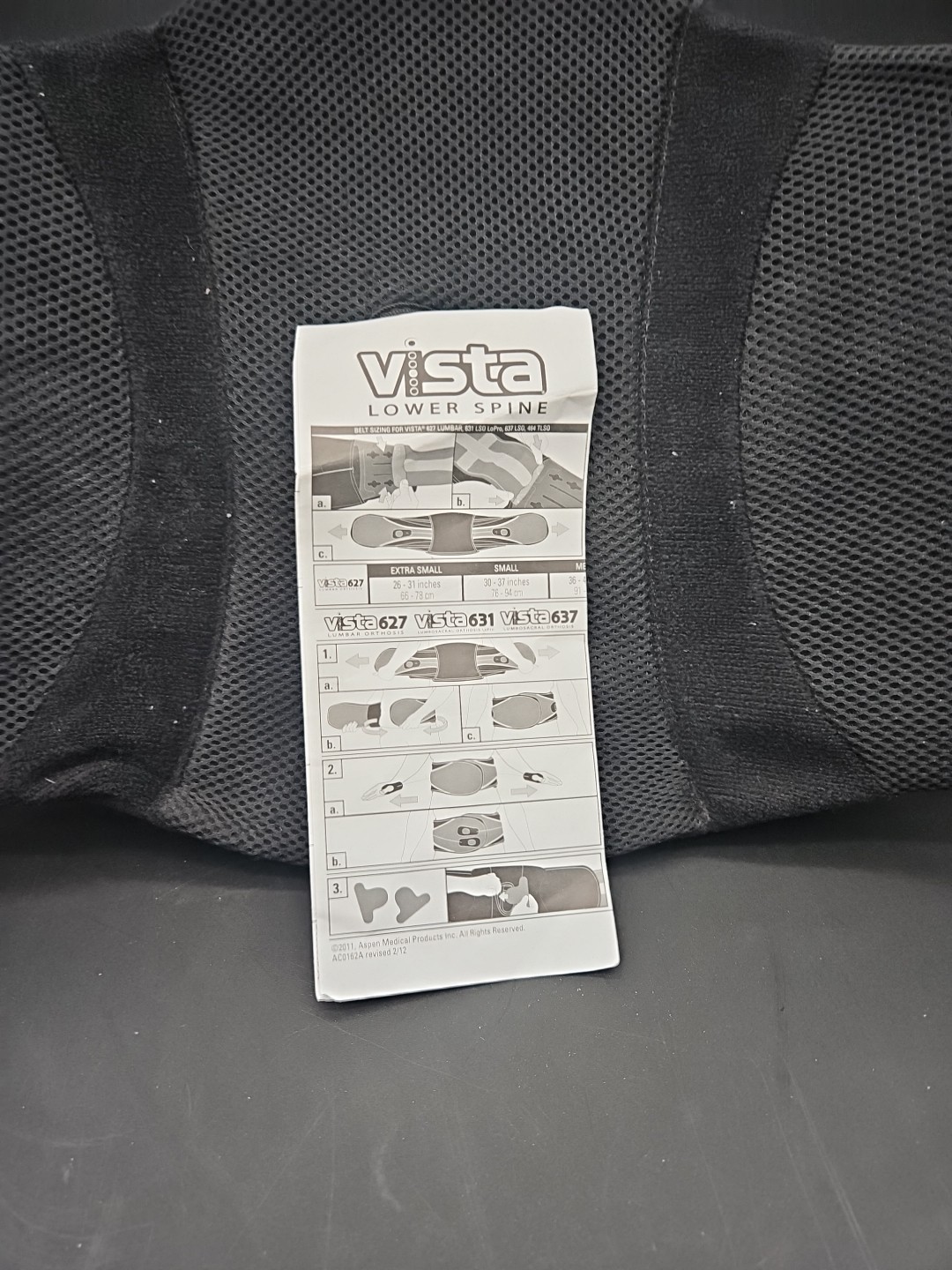 Aspen Vista 637 TLSO Lower Spine Back Brace Adjustable LG-XL-XXL