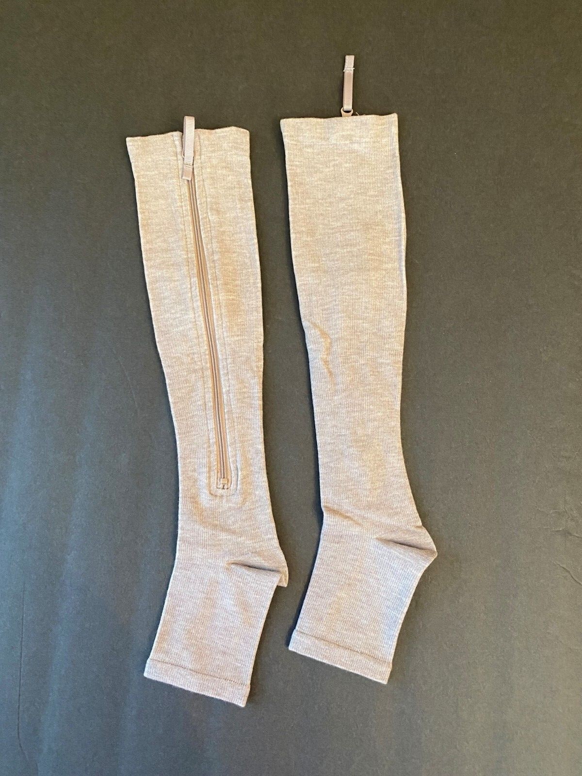 Compression Socks Open Toe Zippered Easy-On Hammacher Schlemer S/M Nude