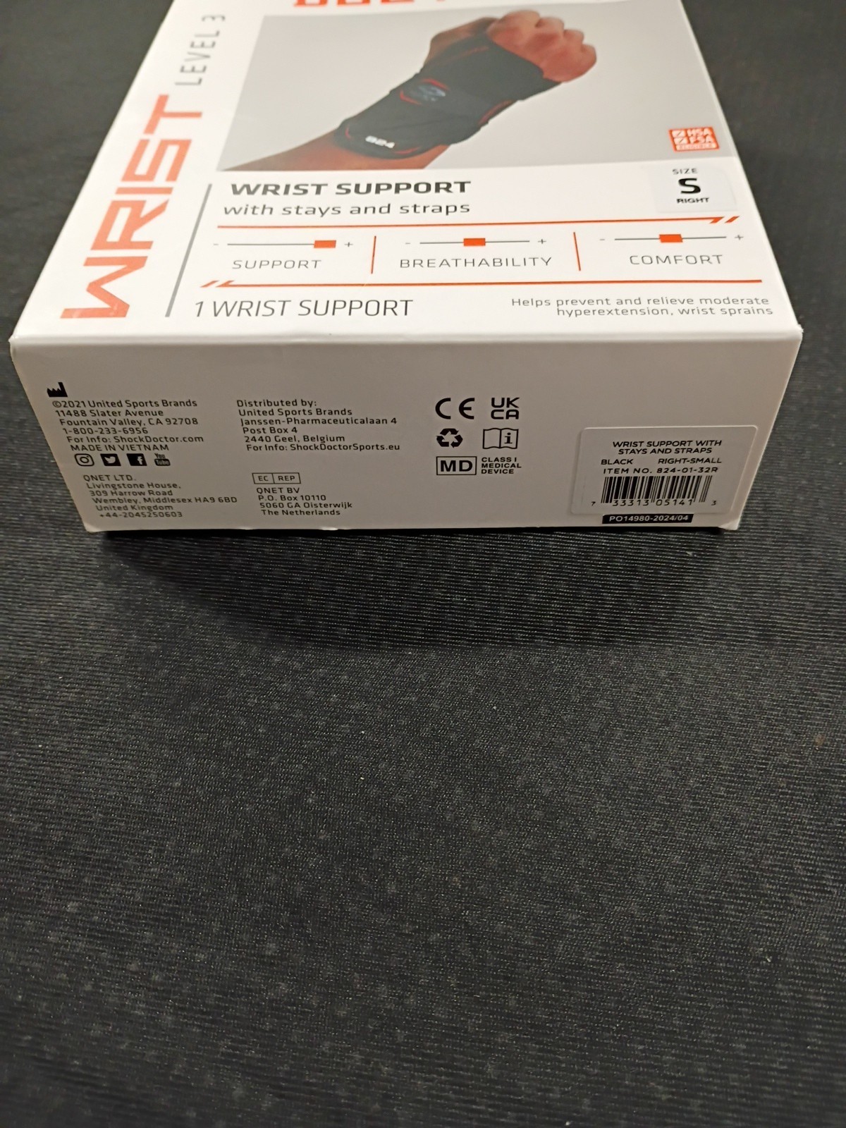 Shock Doctor Level 3 Wrist Support With Stays & Straps – Small – Right **NEW**
