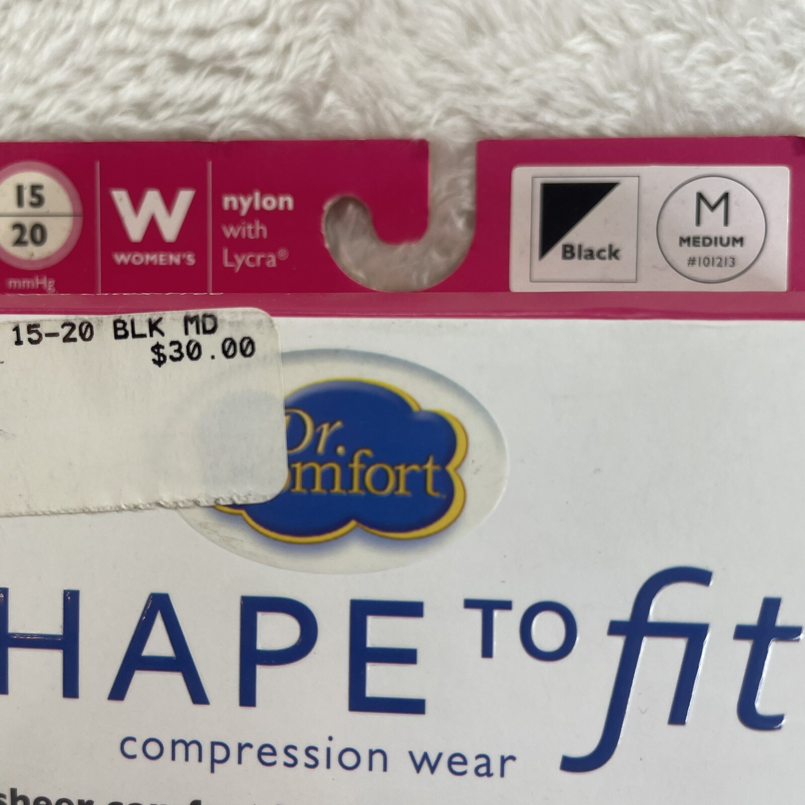 Dr Comfort Shape to Fit Womens 15-20 mmHg Compression Socks Size Medium BLACK