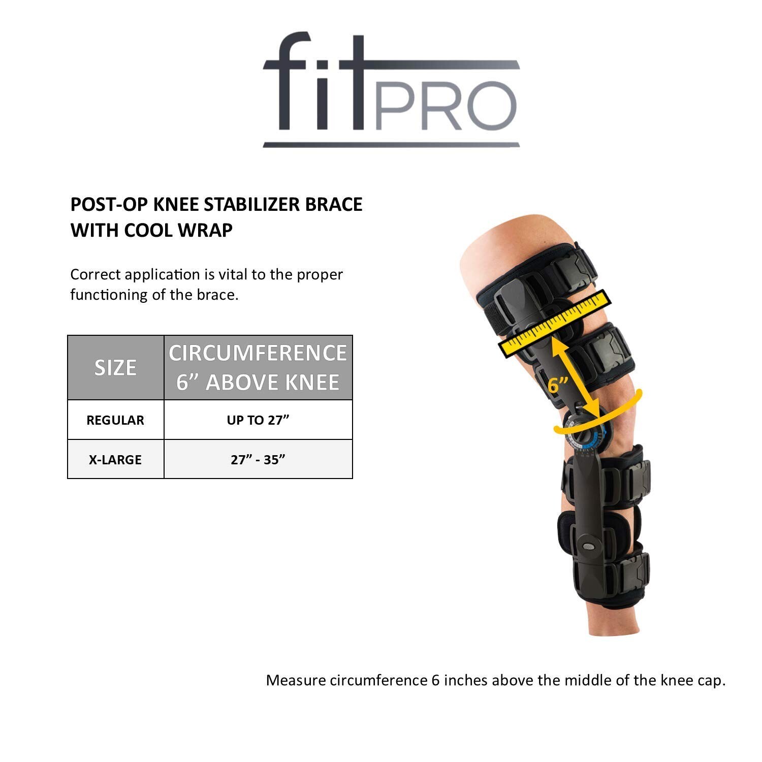Adjustable Range of Motion Post-Op Knee Stabilizer Brace with Cool Wrap, X-Large